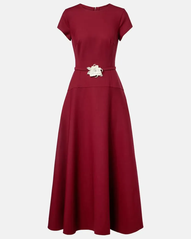 Oscar de la Renta Maxikleid aus Crêpe aus einem Wollgemisch Burgunderrot