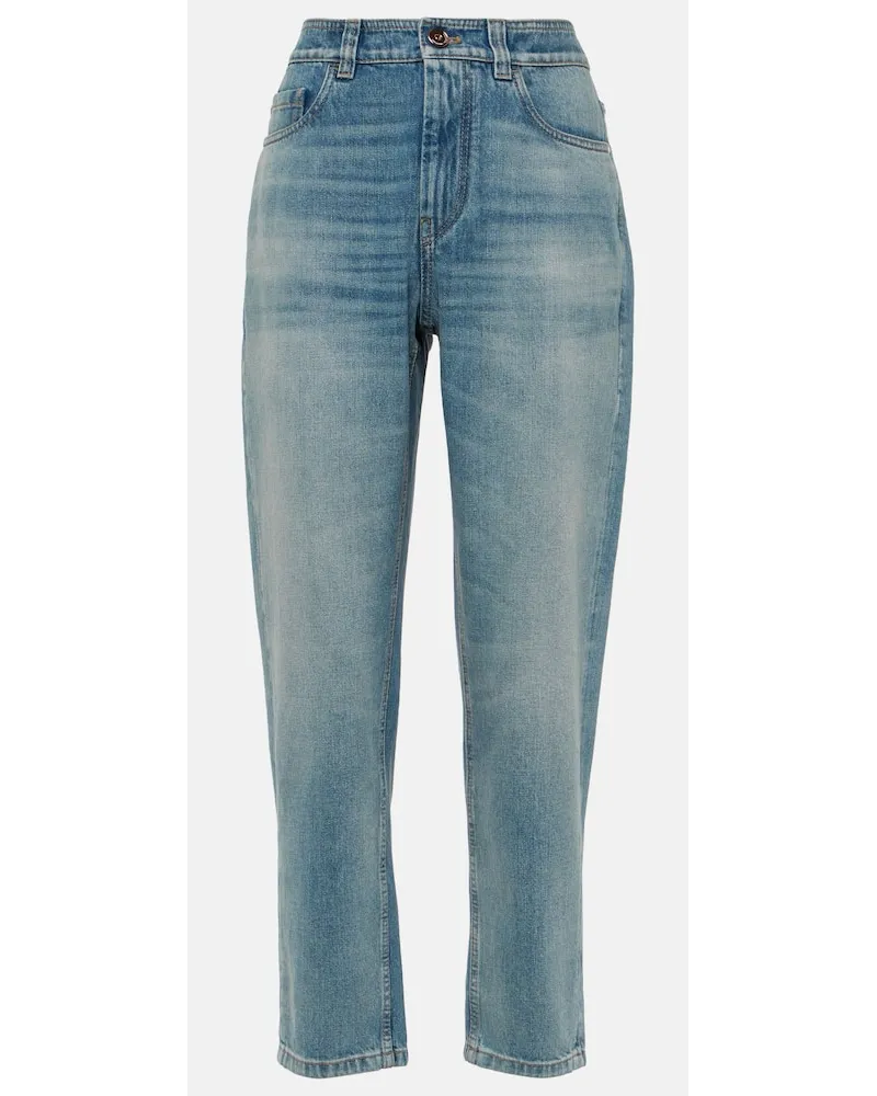 Brunello Cucinelli Mid-Rise Tapered Jeans Blau