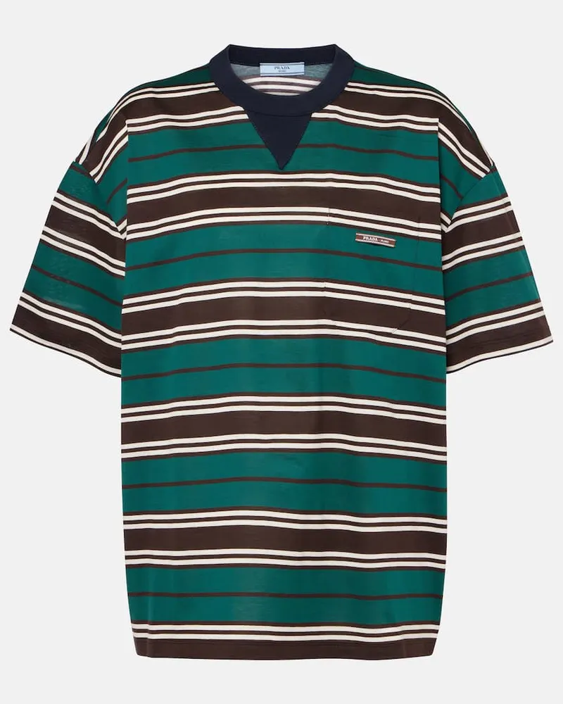 Prada T-Shirt aus Baumwoll-Jersey Multicolor