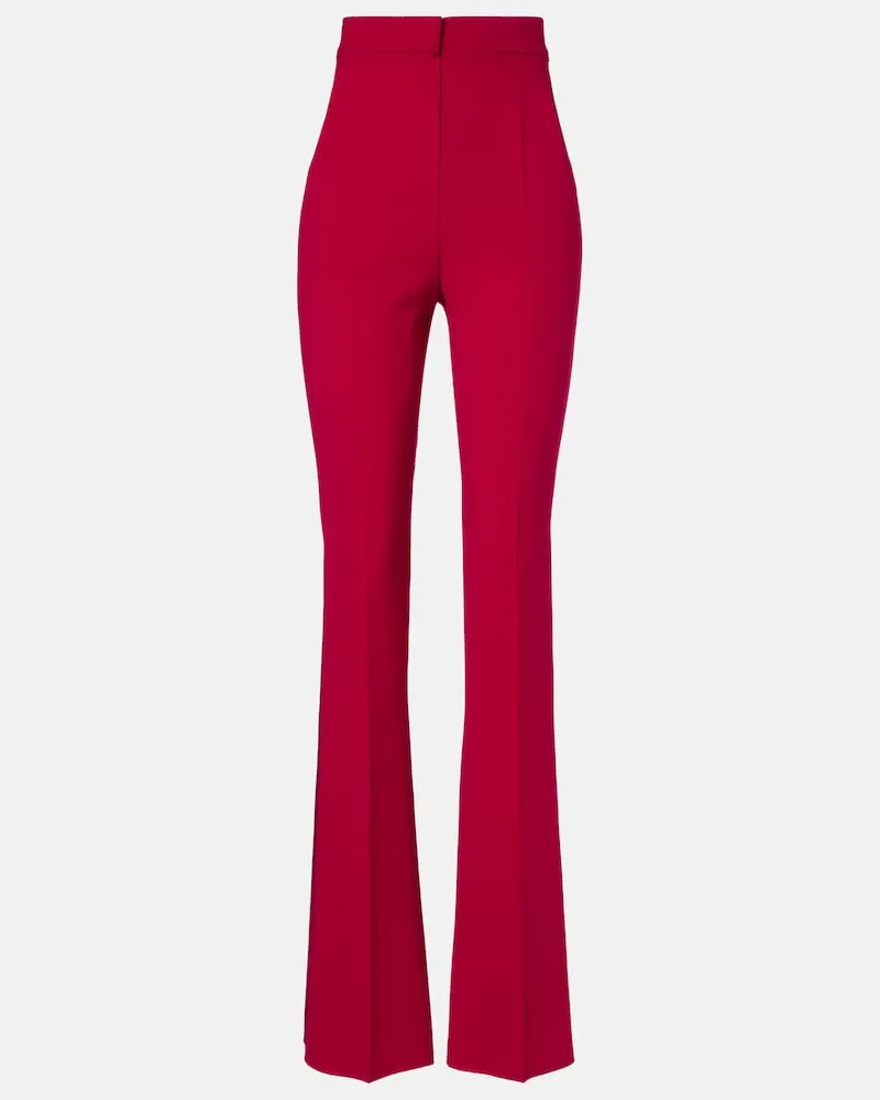 Max Mara High-Rise-Schlaghose Ecrine aus Cady Rot