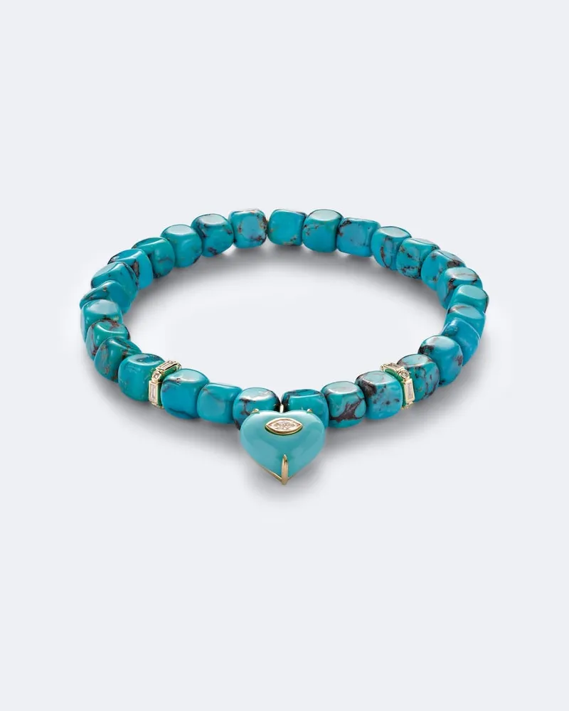 Sydney Evan Armband mit 14kt Gelbgold, Türkis und Diamanten Blau