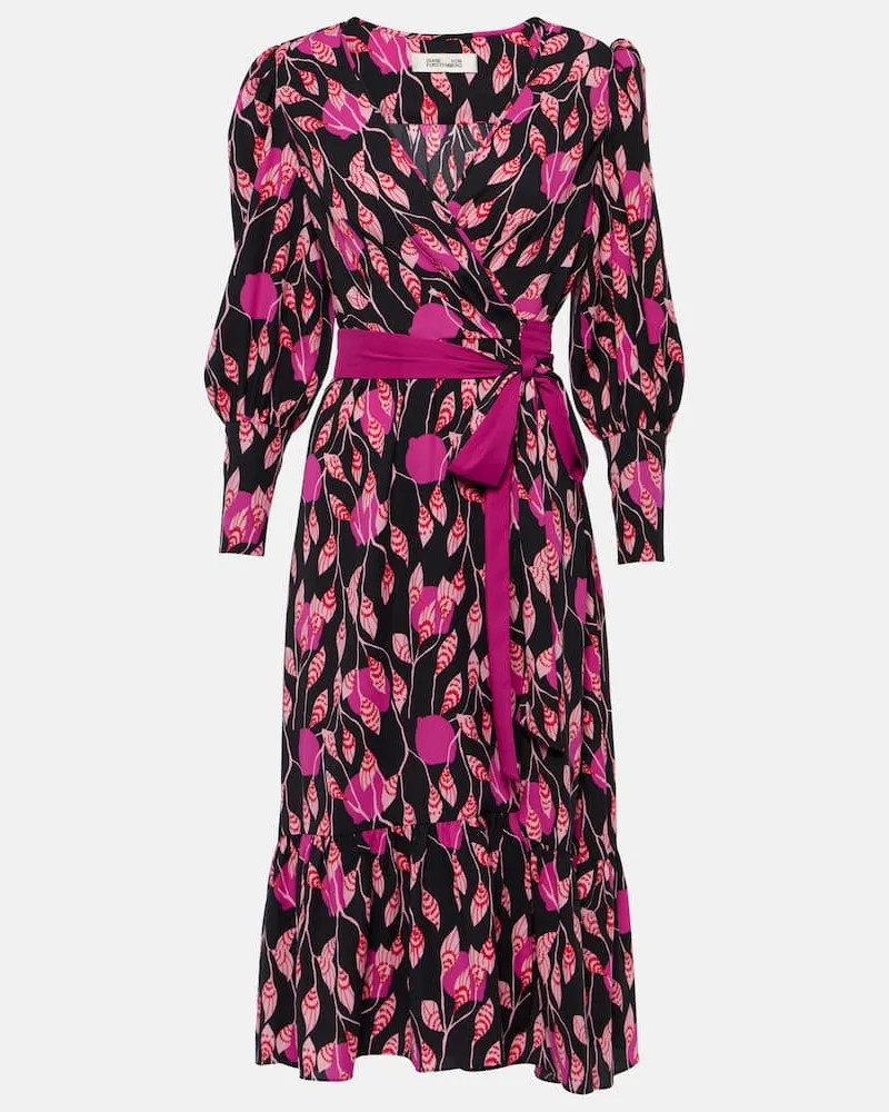 Diane von Furstenberg Bedrucktes Wickelkleid Blade aus Crêpe Rosa