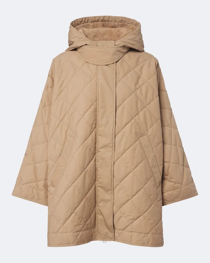 Moncler Wattiertes Cape aus einem Baumwollgemisch Beige