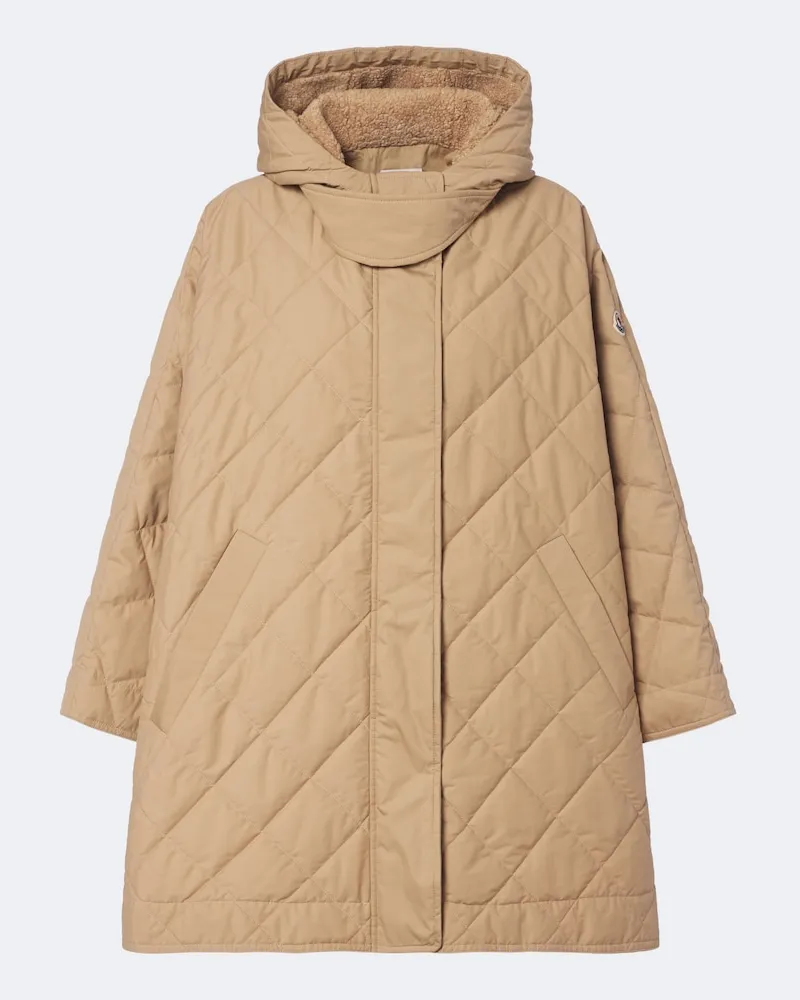 Moncler Wattiertes Cape aus einem Baumwollgemisch Beige