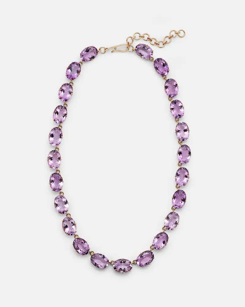 Ileana Makri Halskette aus 18kt und 14kt Gelbgold mit Amethyst Violett