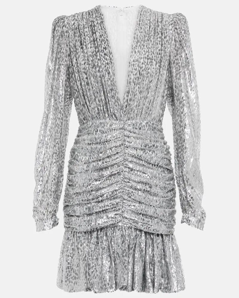 COSTARELLOS Verziertes Minikleid Libby Silber