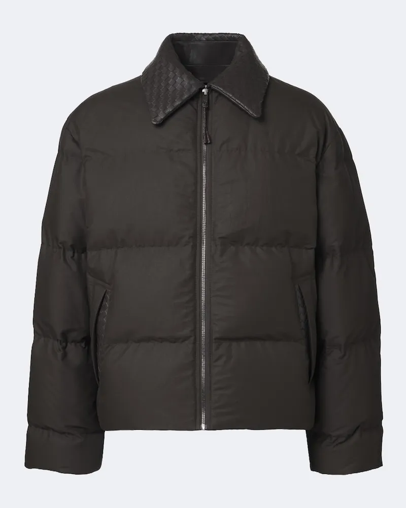 Bottega Veneta Daunenjacke Intrecciato mit Leder Braun