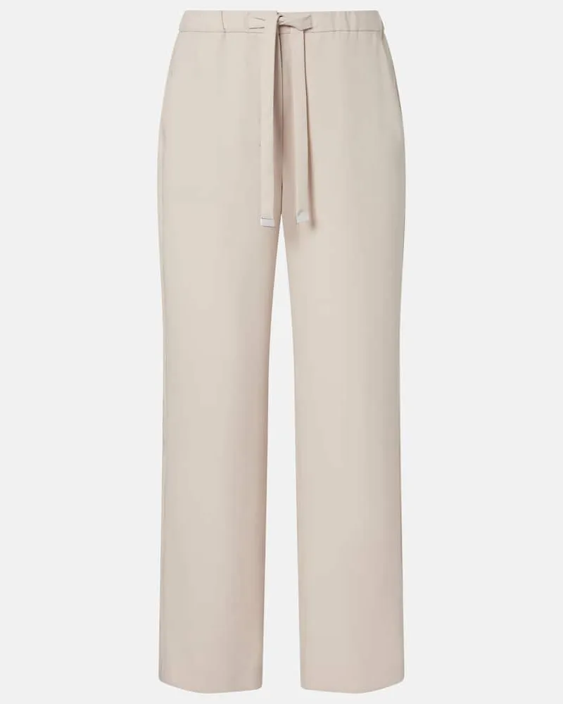 Max Mara Gerade Hose Margenta aus Schurwolle Beige