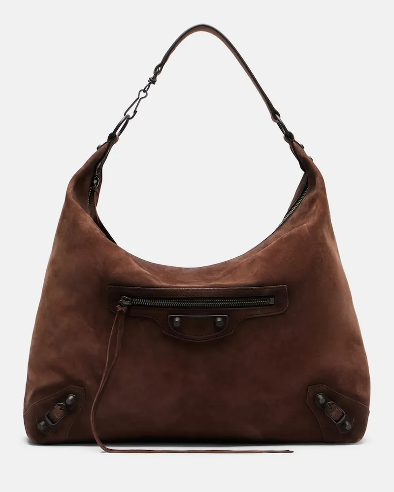 Balenciaga Tote Bag Le City Medium aus Veloursleder Braun
