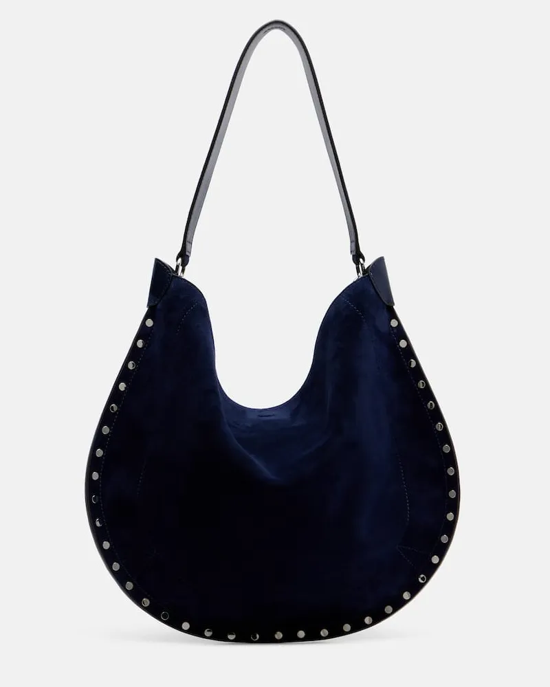 Isabel Marant Schultertasche Oskan aus Veloursleder Blau
