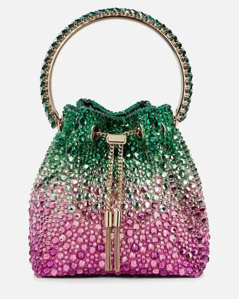 Jimmy Choo Bucket Bag Bon Bon Small mit Kristallen Grün