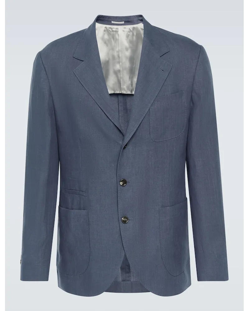 Brunello Cucinelli Blazer aus Leinen Blau
