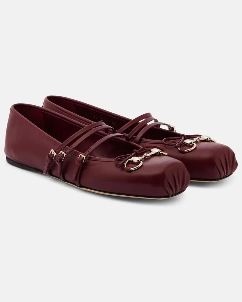 Gucci Ballerinas Horsebit aus Leder Burgund