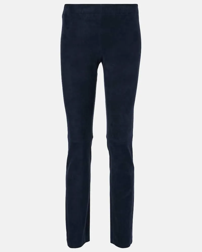 Stouls Schmale Hose Jacky aus Veloursleder Blau