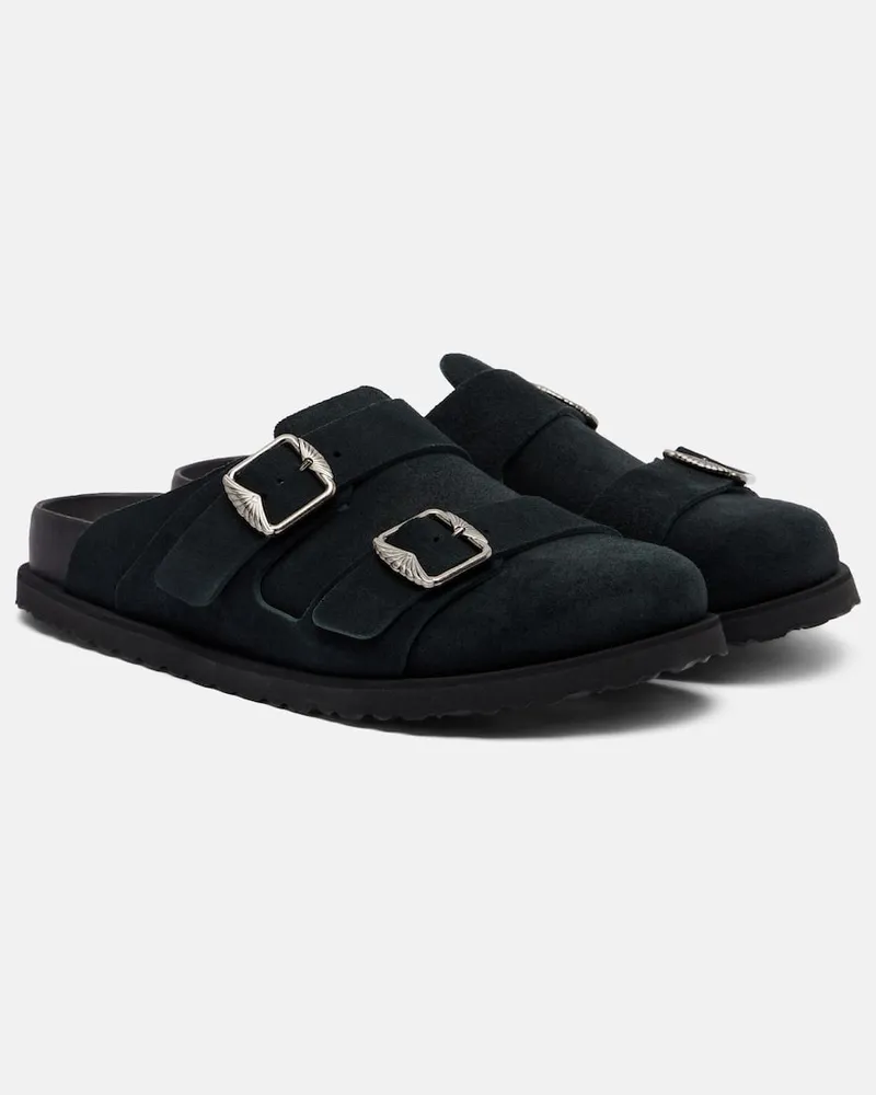 Birkenstock Slippers 222 West aus Veloursleder Schwarz