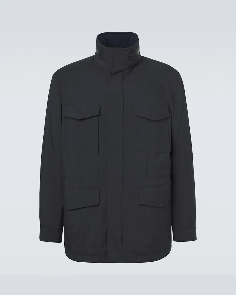 Brioni Feldjacke mit Leder Blau