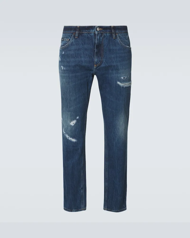 Dolce & Gabbana Distressed Straight Jeans Blau