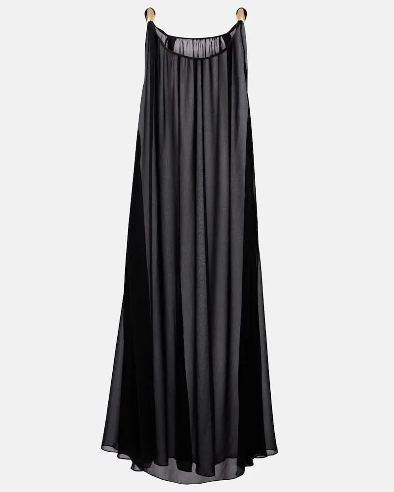 Adriana Degreas Verziertes Maxikleid Holiday aus Chiffon Schwarz
