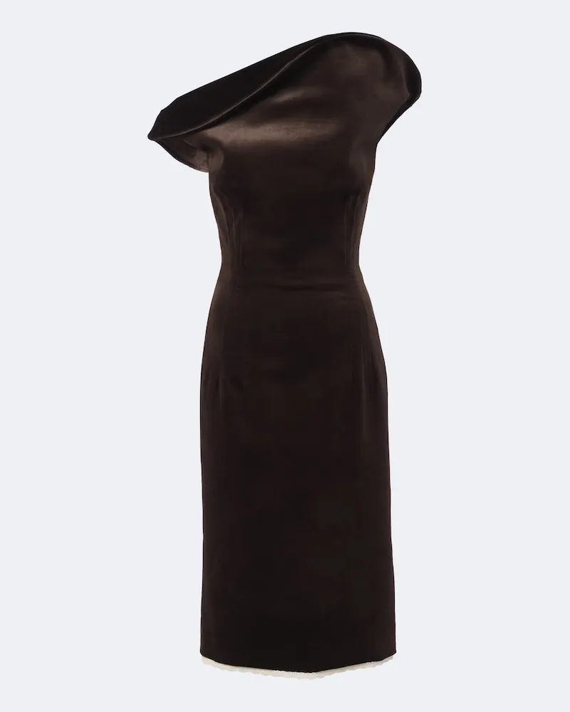 Magda Butrym Midikleid aus Samt mit Spitze Braun