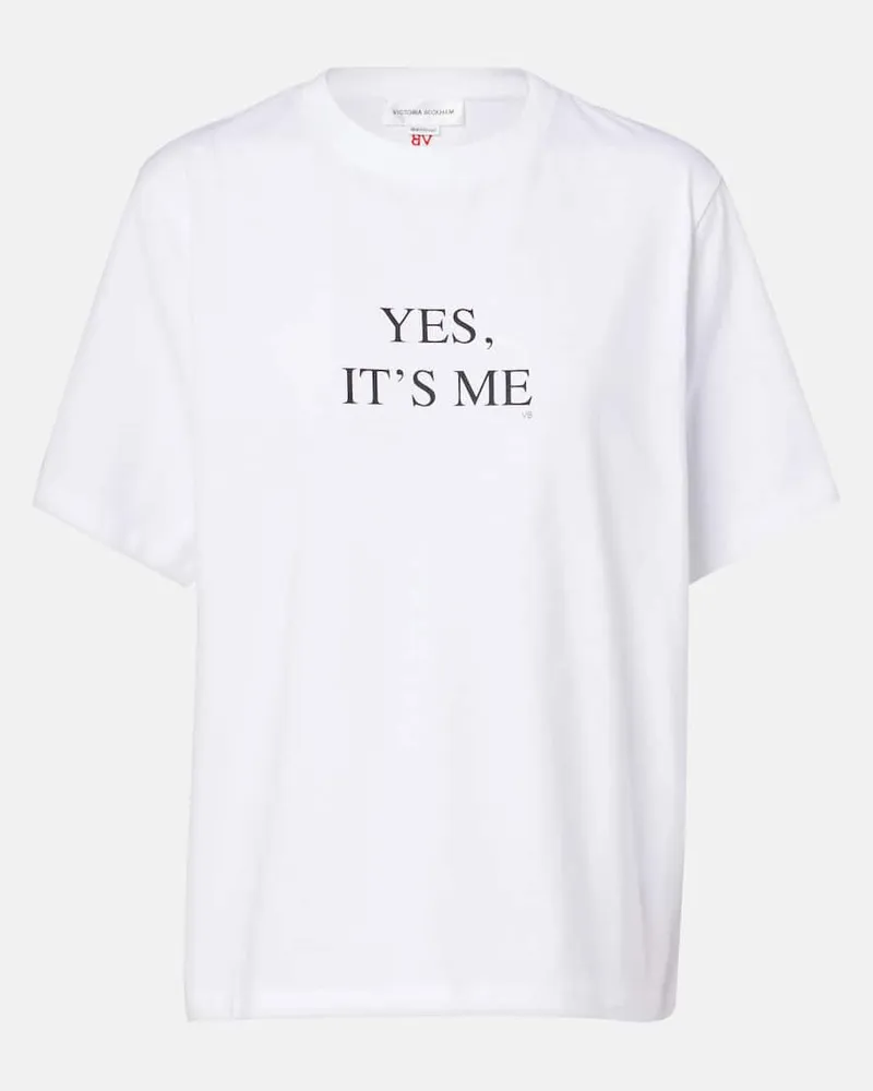 Victoria Beckham T-Shirt Slogan aus Baumwoll-Jersey Weiß