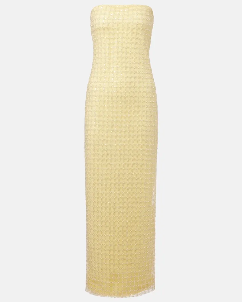 ROTATE Birger Christensen Robe mit Pailletten Gelb