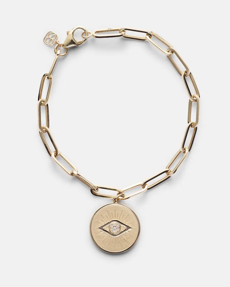 Sydney Evan Armband Evil Eye Coin aus 14kt Gelbgold mit Diamanten Gold