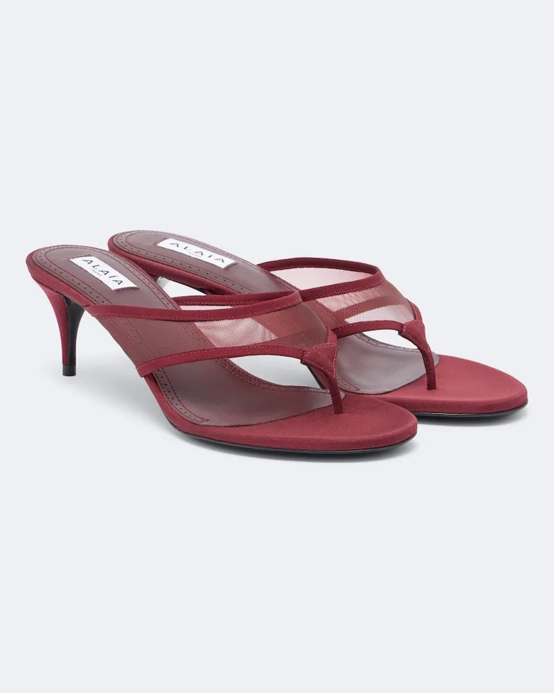 Alaïa Alaïa Zehensandalen aus Mesh Burgunderrot