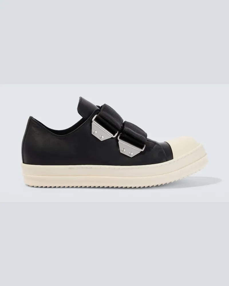 Rick Owens Sneakers Low Strap Sneaks aus Leder Schwarz