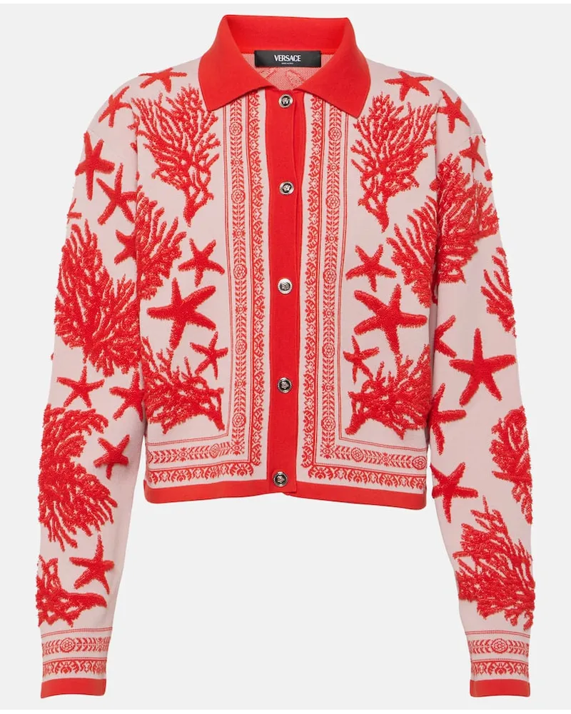 Versace Cardigan Barocco Sea aus Jacquard Pink