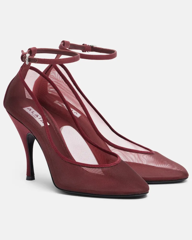 Alaïa Alaïa Pumps aus Mesh Burgunderrot