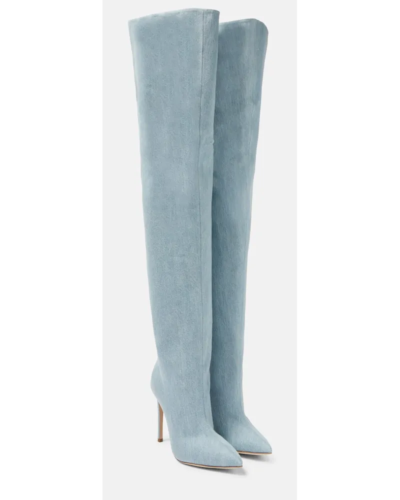 Paris Texas Overknee-Stiefel aus Denim Blau