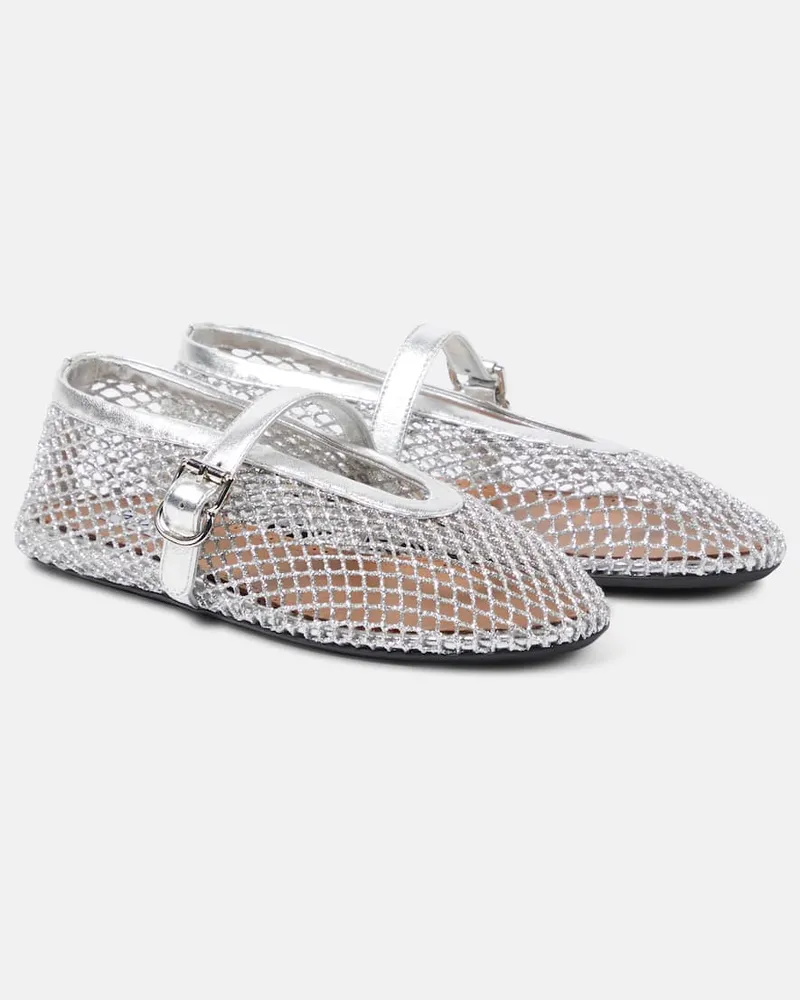Alaïa Alaïa Mary-Jane-Ballerinas mit Metallic-Leder Silber