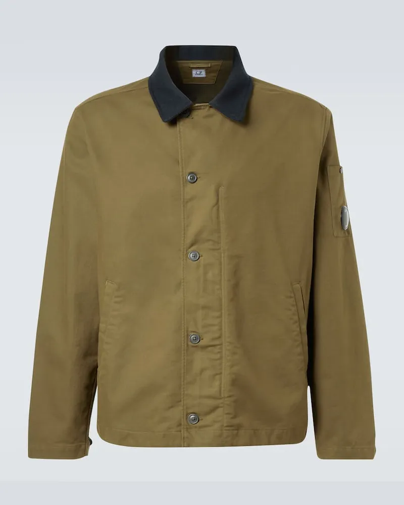 C.P. Company Hemdjacke Lens aus einem Baumwollgemisch Grün