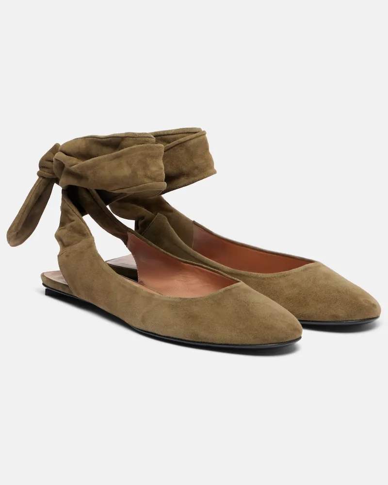 ATTICO Ballerinas Cloe aus Veloursleder Grün