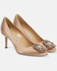 Manolo Blahnik Verzierte Pumps Hangisi 70 aus Satin Braun