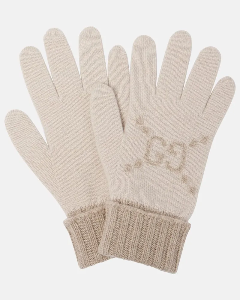 Gucci Handschuhe GG aus Kaschmir Braun
