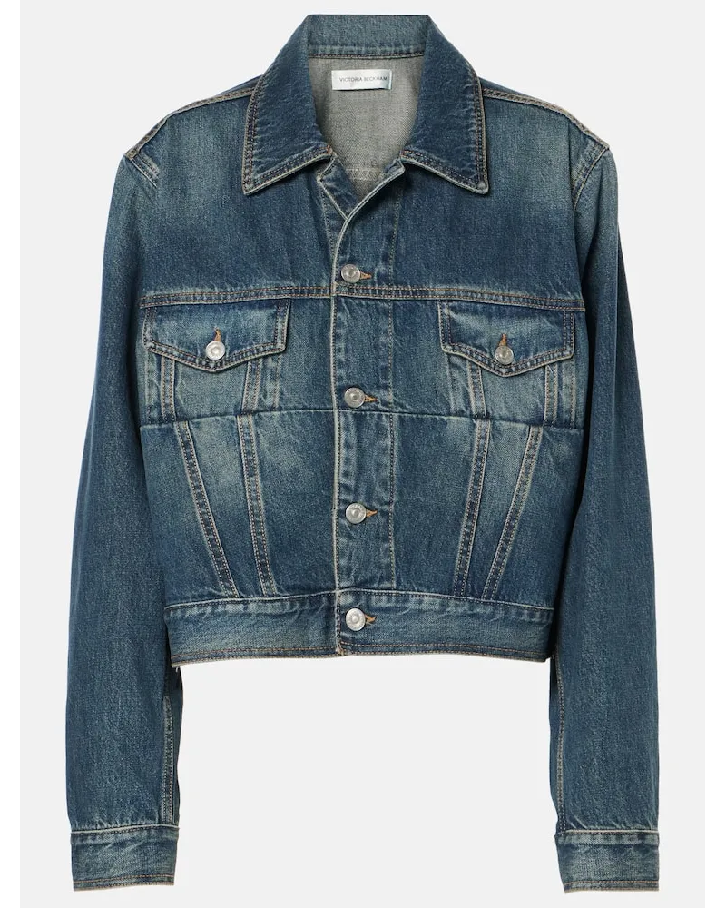 Victoria Beckham Cropped-Jeansjacke Blau