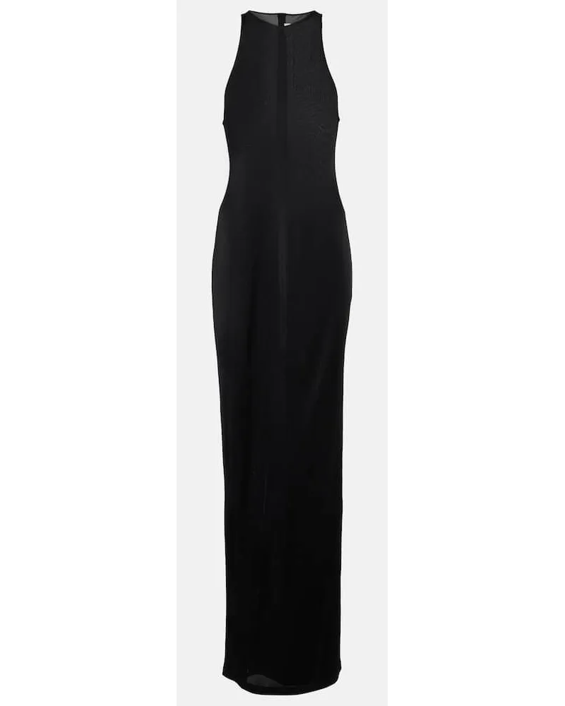 Saint Laurent Maxikleid aus Jersey Schwarz