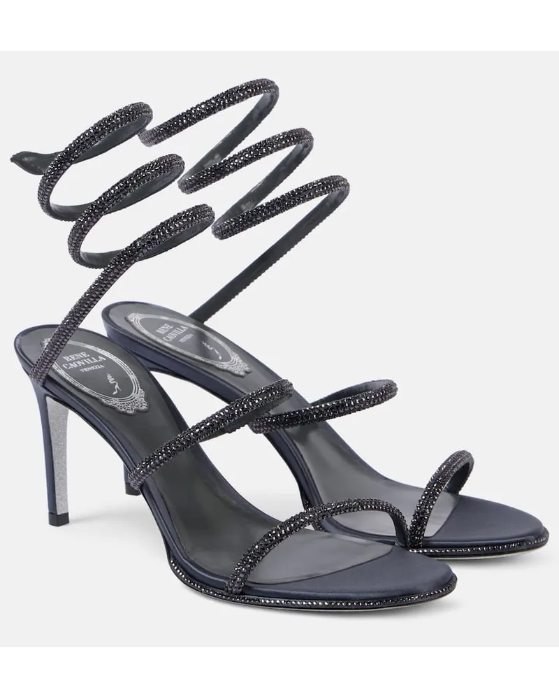 René Caovilla Verzierte Sandalen Cleo 80 aus Satin Grau