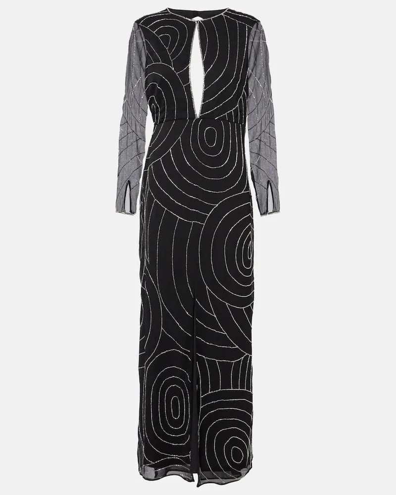 RIXO Verzierte Robe Merrie Schwarz