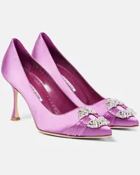 Manolo Blahnik Verzierte Pumps Maidapump aus Satin Blau