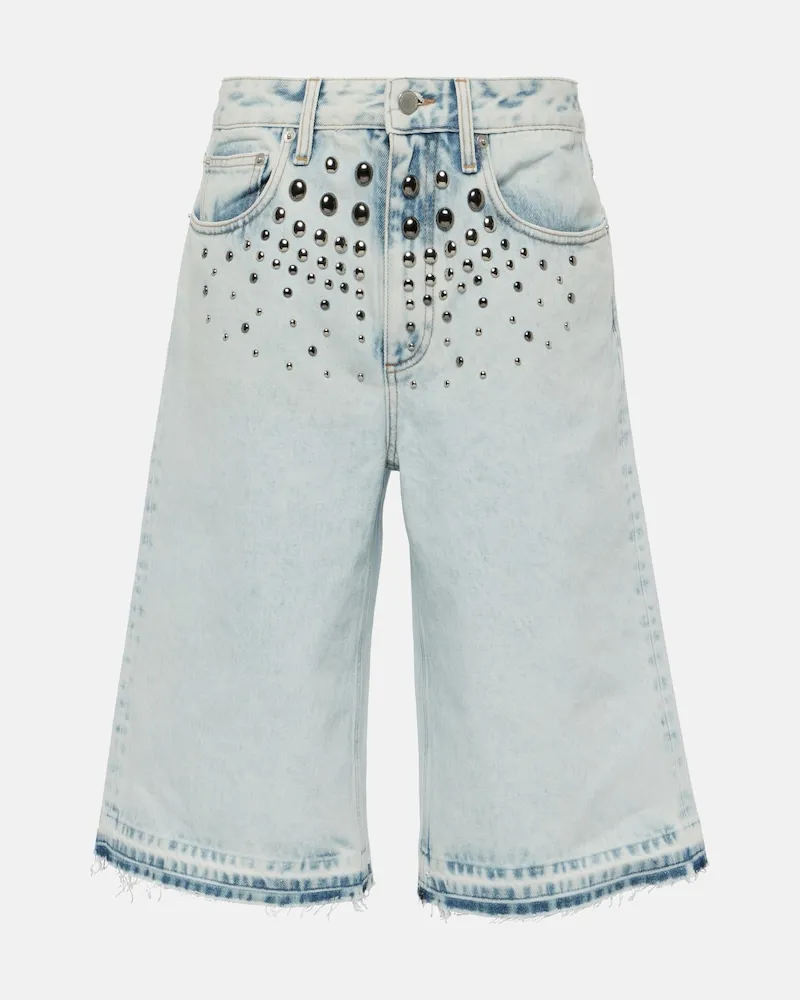 Alessandra Rich Verzierte Bermudashorts aus Denim Blau