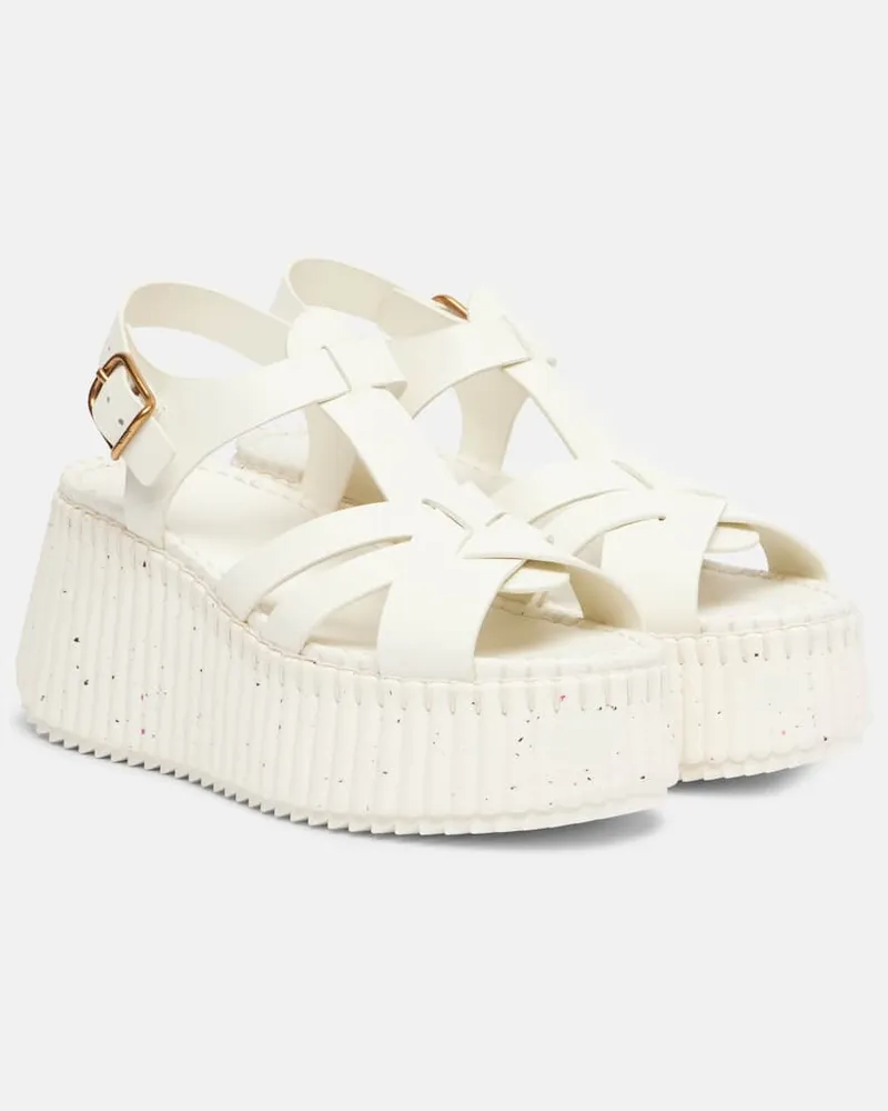 Chloé ChloÃ© Plateausandalen Nama 80 aus Leder Weiã