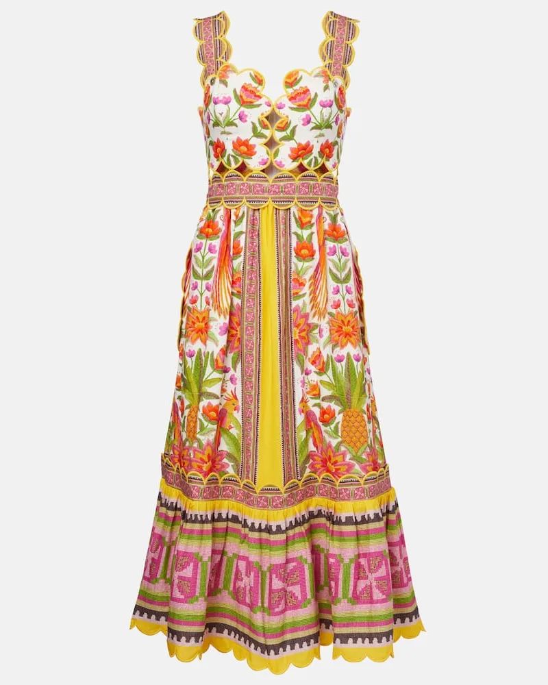 FARM Rio Maxikleid aus einem Leinengemisch Multicolor