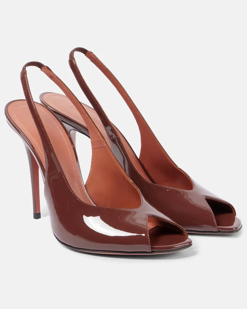 Amina Muaddi Slingback-Pumps Kristina 105 aus Lackleder Braun