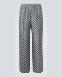 Gucci Weite Hose GG aus Seiden-Twill Blau