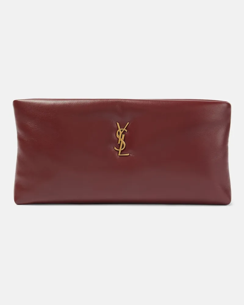 Saint Laurent Clutch Calypso aus Leder Burgund