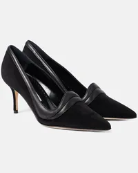 Manolo Blahnik Pumps Ajarafa 70 aus Veloursleder und Leder Schwarz