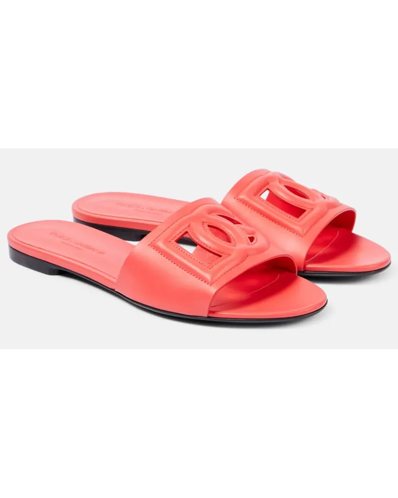 Dolce & Gabbana Pantoletten DG aus Leder Orange