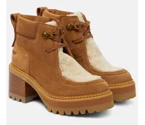 See By Chloé Ankle Boots aus Veloursleder mit Shearling